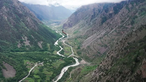 Aerial view of An eagle flying over the mountains Stock Footage 289632116