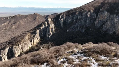 Aerial view of Eagle Gorge natural monument canyon cliffs in Dedoplistskaro Video stock 262068012