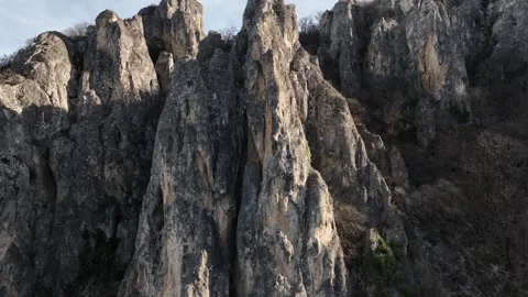 Aerial view of Eagle Gorge natural monument canyon cliffs in Dedoplistskaro Stock-Footage 262068373