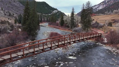 Aerial view of Eagle River bridge, United States. Stock Footage 339998912