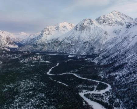 Aerial view of Eagle River at sunset Stock Photos