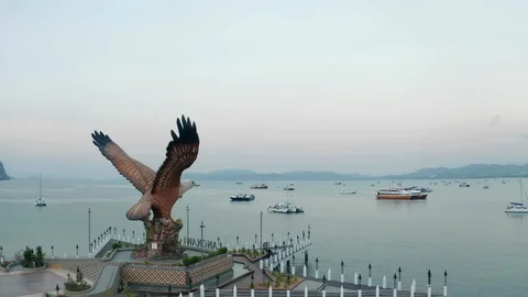 Aerial view of Eagle Square, Langkawi Island Stock Footage 124725419