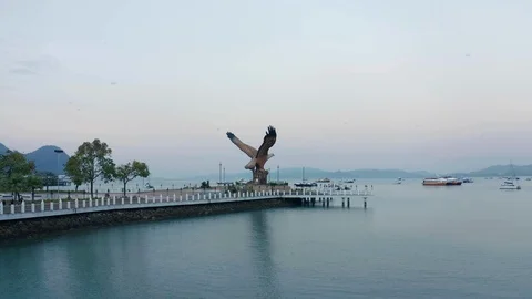 Aerial view of Eagle Square, Langkawi Island Stock Footage 124725577
