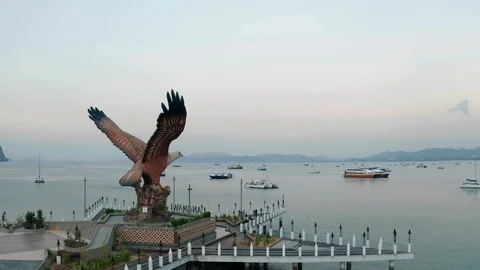 Aerial view of Eagle Square, Langkawi Island Stock Footage 124726196