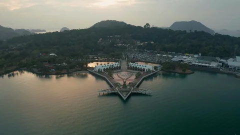 Aerial view of Eagle Square, Langkawi Island Stock Footage 124726809