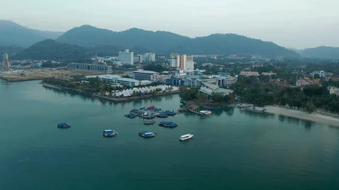 Aerial view of Eagle Square, Langkawi Island Stock Footage 124726947