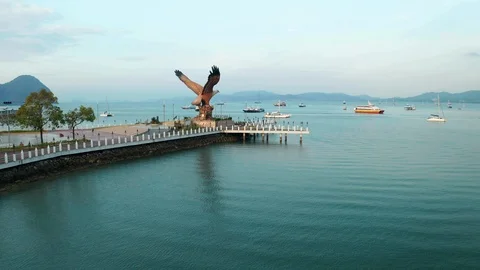 Aerial view of Eagle Square, Langkawi Island Stock Footage 124729017