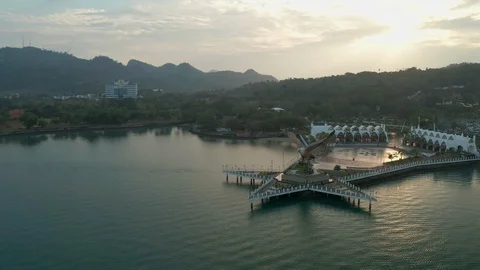 Aerial view of Eagle Square, Langkawi Island Stock Footage 124729056