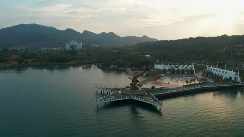 Aerial view of Eagle Square, Langkawi Island Stock Footage 124729068