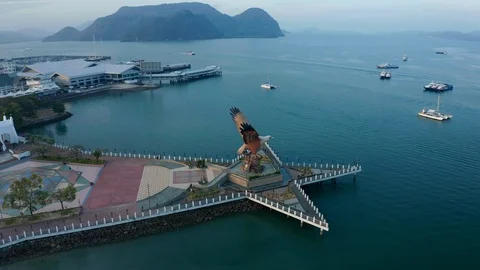 Aerial view of Eagle Square, Langkawi Island Stock Footage 124729148