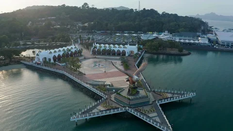 Aerial view of Eagle Square, Langkawi Island Stock Footage 124729229