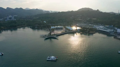 Aerial view of Eagle Square, Langkawi Island Stock Footage 124729566