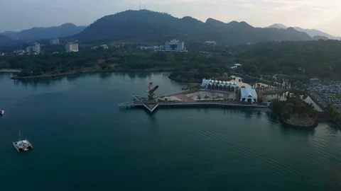 Aerial view of Eagle Square, Langkawi Island Stock Footage 124729592