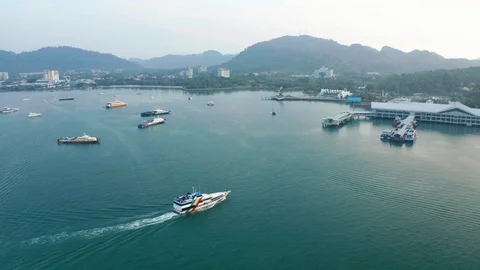 Aerial view of Eagle Square, Langkawi Island Stock Footage 124730341
