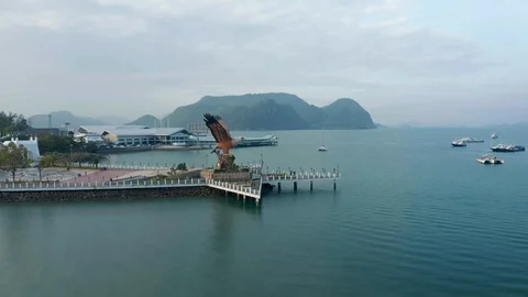 Aerial view of Eagle Square, Langkawi Island Stock Footage 124730353