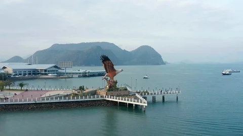 Aerial view of Eagle Square, Langkawi Island Stock Footage 124730437
