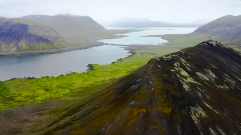 Aerial view of the easy access and beautiful Selvallafoss waterfall. Stock Footage 251823057