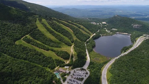 Aerial View Echo Lake White Mountains New Hampshire Stock Footage 93306793