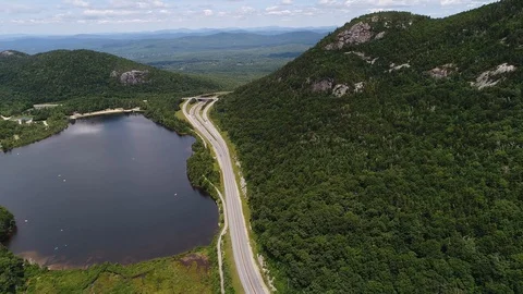 Aerial View Echo Lake White Mountains New Hampshire 4 Stock Footage 93306827
