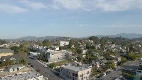 Aerial View of Echo Park and Silverlake, Los Angeles, CA, 4K Stock Footage 237838672
