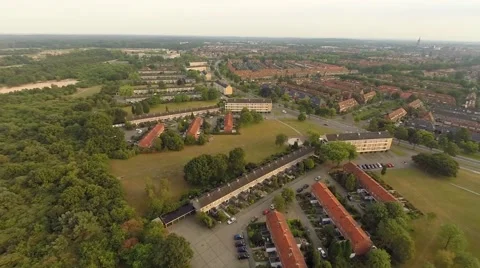 Aerial view, edge of dutch town Stock Footage 60677053
