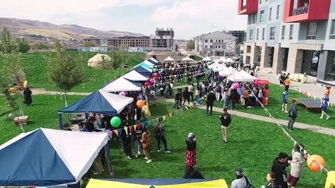 Aerial view of educational fair Stock Footage 229825866