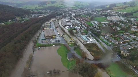 Aerial view of the effects of climate change during flooding Stock Footage 95992200