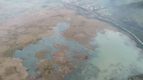 Aerial view of Efteni Lake at Duzce in Turkey Stock-Footage 145242466