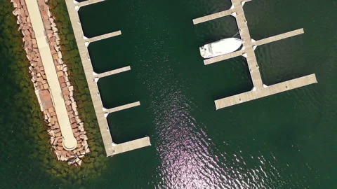 Aerial view of Egg Harbor town in Door County, Wisconsin, United States Stock Footage 154665383