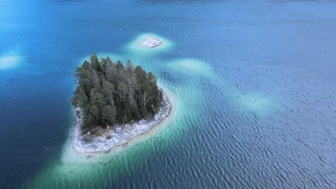 Aerial view of Eibsee lake in winter, Germany, 4K Stock Footage 229693179