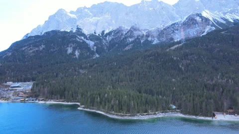 Aerial view of Eibsee lake in winter, Germany, 4K Video stock 229693277