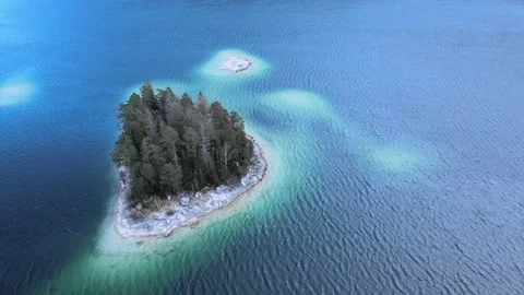 Aerial view of Eibsee lake in winter, Germany, 4K Video stock 229693312
