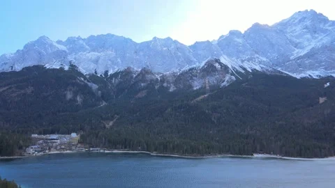 Aerial view of Eibsee lake in winter, Germany, 4K Video stock 229693723
