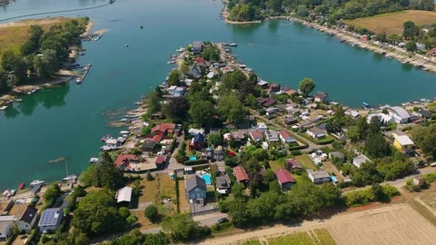 Aerial view of Eicher See in Eich, Germany. Stock Footage 341583163