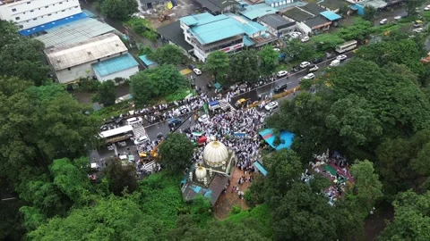 Aerial View of Eid Milad-un-Nabi Procession in Khopoli, Maharashtra Stock Footage 339533816