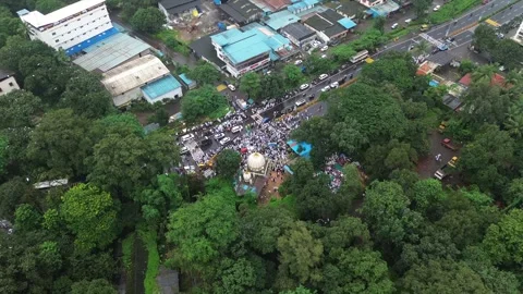 Aerial View of Eid Milad-un-Nabi Procession in Khopoli, Maharashtra Stock Footage 339533863