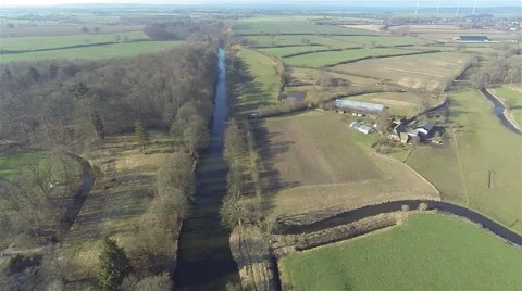 Aerial view of the eider kanal in Schleswig holstein near kiel and Rendsburg Stock Footage 47361774