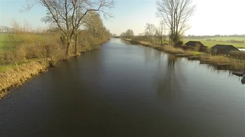 Aerial view of the eider kanal in Schleswig holstein near kiel and Rendsburg Stock Footage 47364233