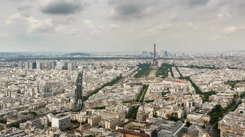 Aerial View on Eiffel Tower and Champ de Mars Stock Footage 25330402