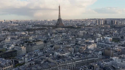 Aerial view of Eiffel Tower and Paris skyline, France. Stock Footage 345077685