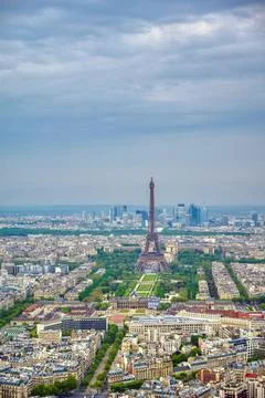 An aerial view of the Eiffel Tower and Paris, France An aerial view of the... 写真素材