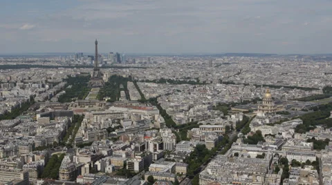 Aerial View Eiffel Tower Attraction, Paris Skyline World European Landmark sunny Video stock 31930912