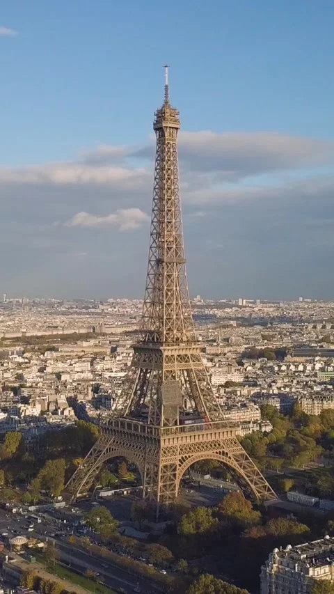 Aerial view of Eiffel tower Stock Footage 221389114