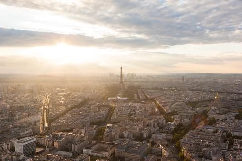 Aerial view of Eiffel Tower - La tour Eiffel in Paris France Stock Photos
