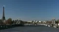 Aerial View of Eiffel Tower in Paris, Alexander Bridge, Seine River, Boat Tour HD Footage