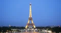 Aerial View Eiffel Tower Paris Skyline Busy City Tourists Car Traffic Night HD Footage