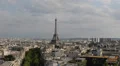 Aerial View Eiffel Tower Paris Skyline City Overlook, Landmark Iconic Symbol day HD Footage