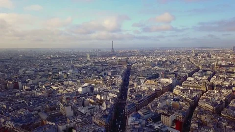 Aerial view of eiffel tower in paris Stock Footage 85360318