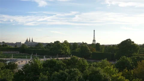 Aerial view on Eiffel Tower in Paris in slow motion Stock Footage 87770718