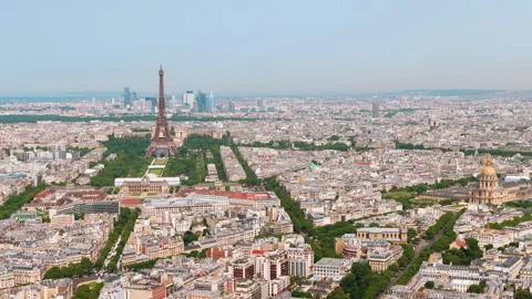 Aerial View Of The Eiffel Tower in Paris, France Stock Footage 260009368